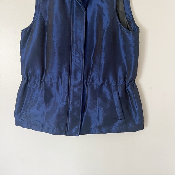 Coldwater Creek Iridescent Deep Blue Vest Womens 14 16 Pockets Insulated Shine - Picture 3 of 11